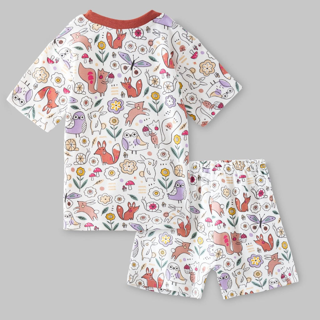 forest animals printed kids clothing set back