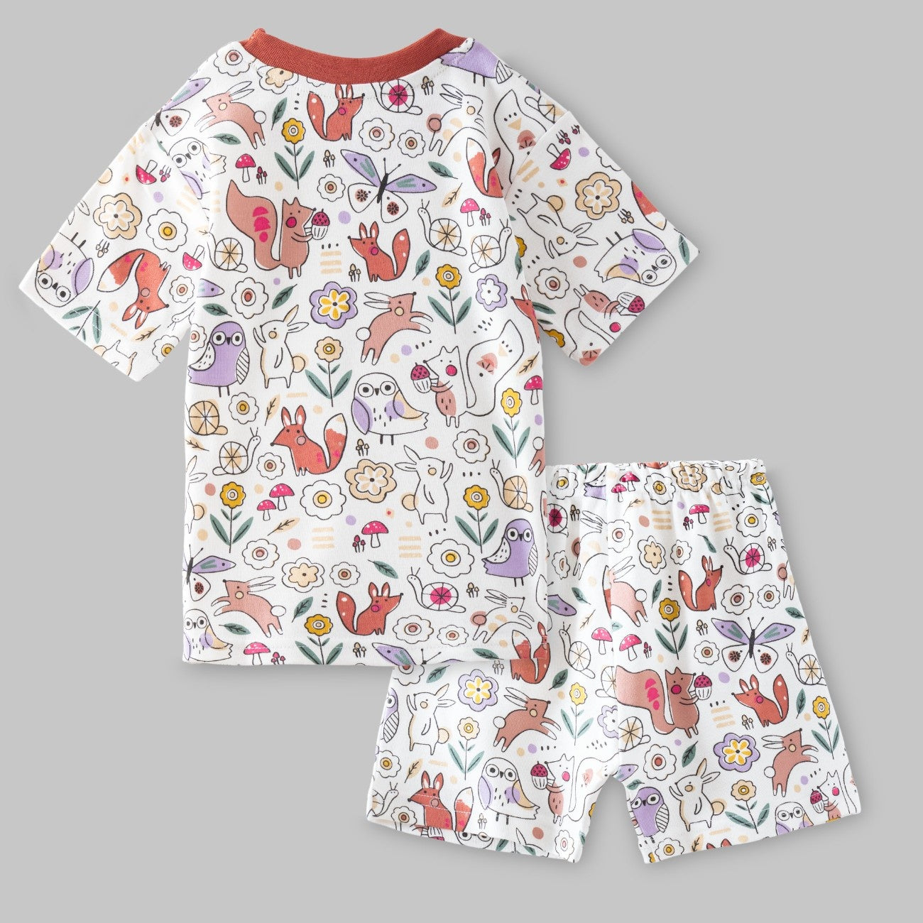 forest animals printed kids clothing set back