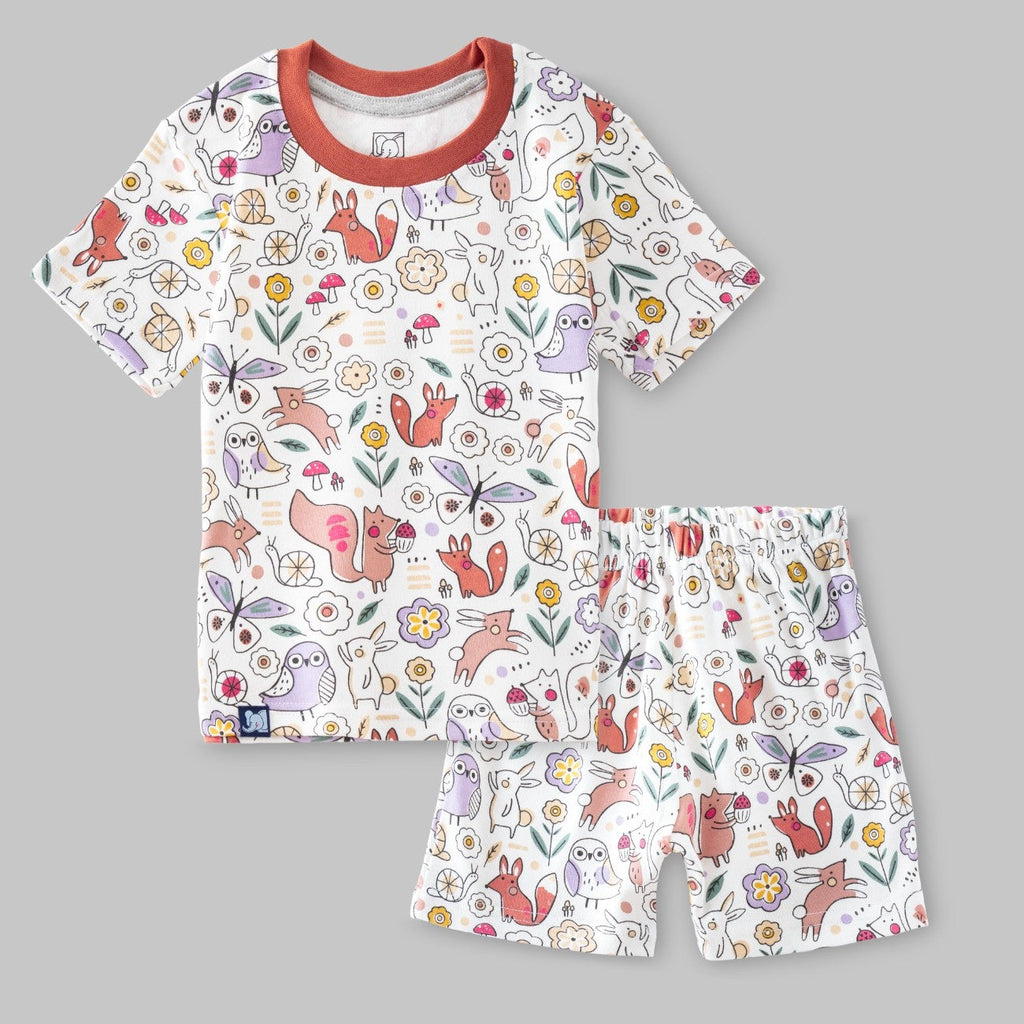 forest animals printed kids clothing set