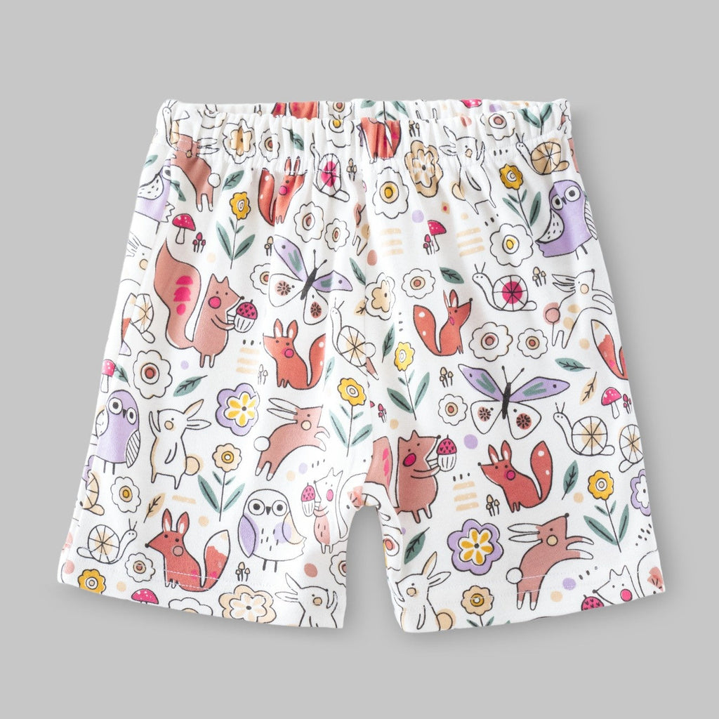 forest animals printed kids clothing set shorts