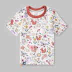 forest animals printed kids clothing set tshirt