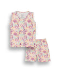 Flowers Printed Pink Kids Clothing Set front