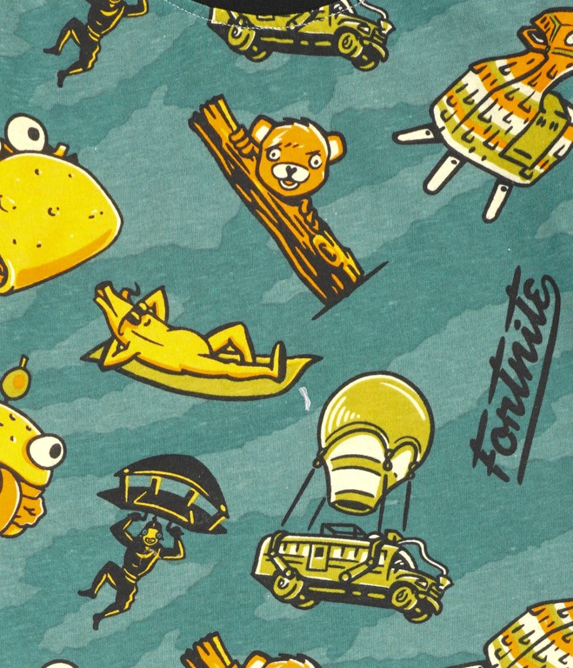 fortnite printed green kids co ord set closeup