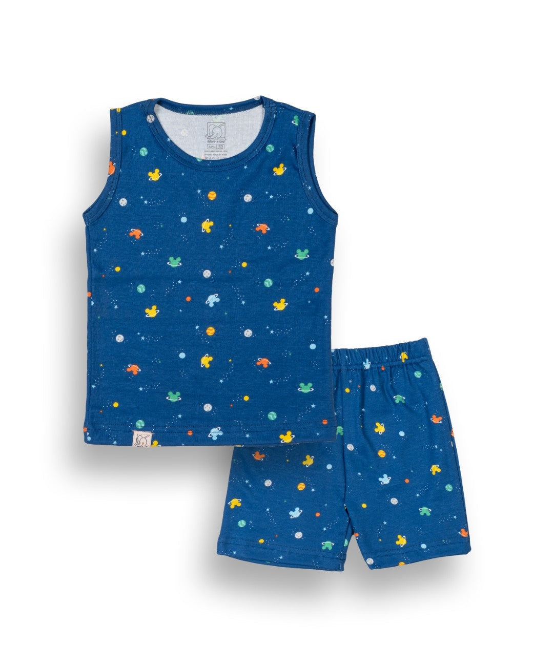 Galaxy Printed Blue Kids Clothing Set front