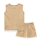 animals printed beige baby clothing set back