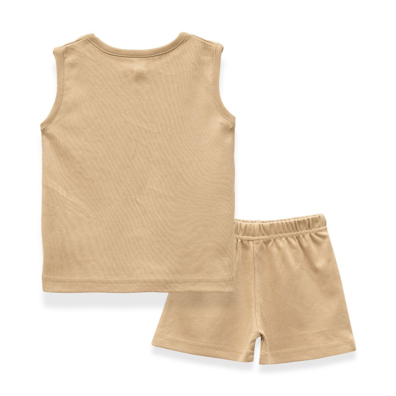 animals printed beige baby clothing set back