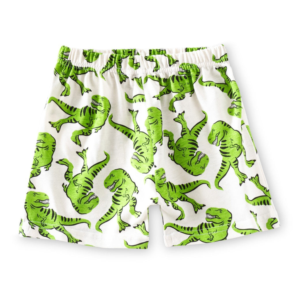 green dinosaur printed kids cotton clothing set shorts