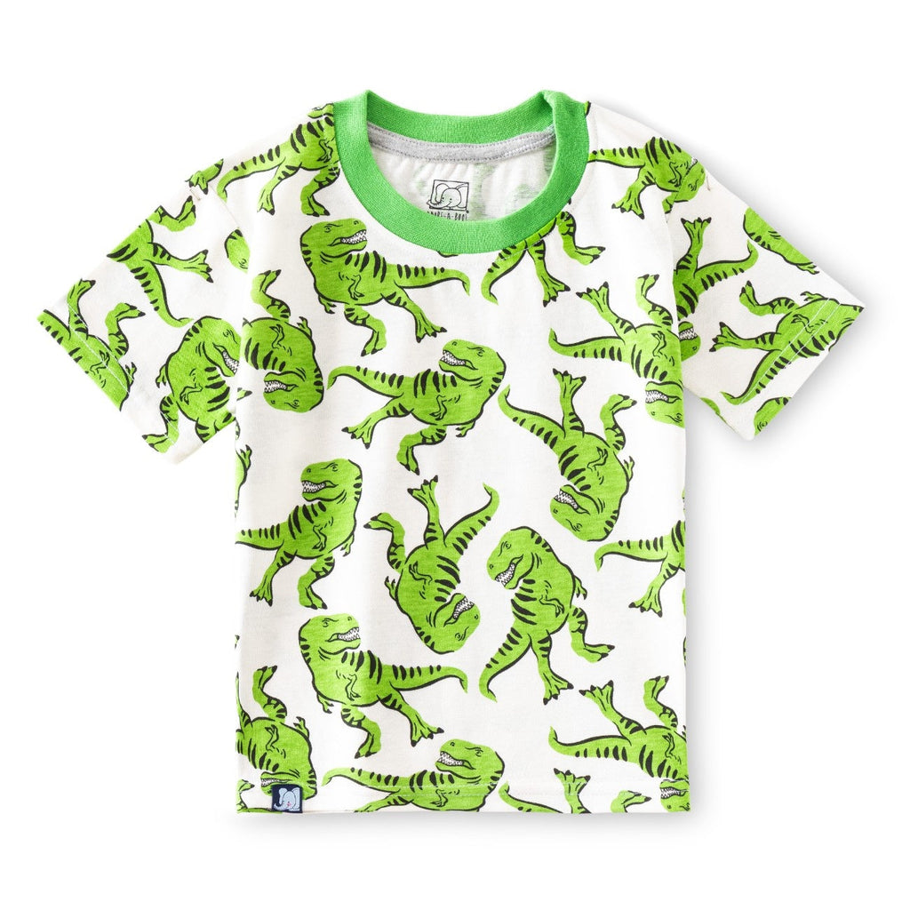 green dinosaur printed kids cotton clothing set tshirt