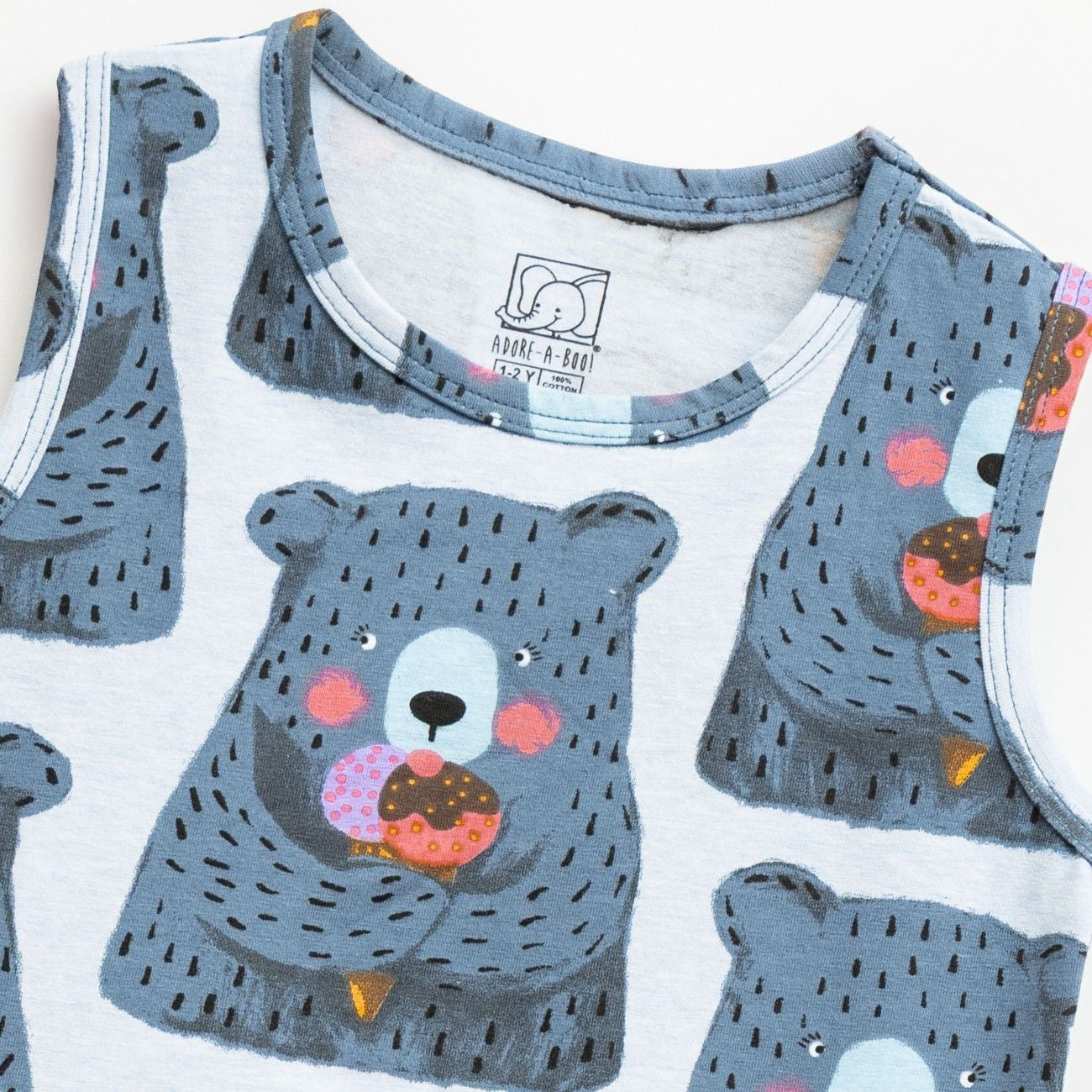 Ice Bear Printed Grey Kids Clothing Set closeup