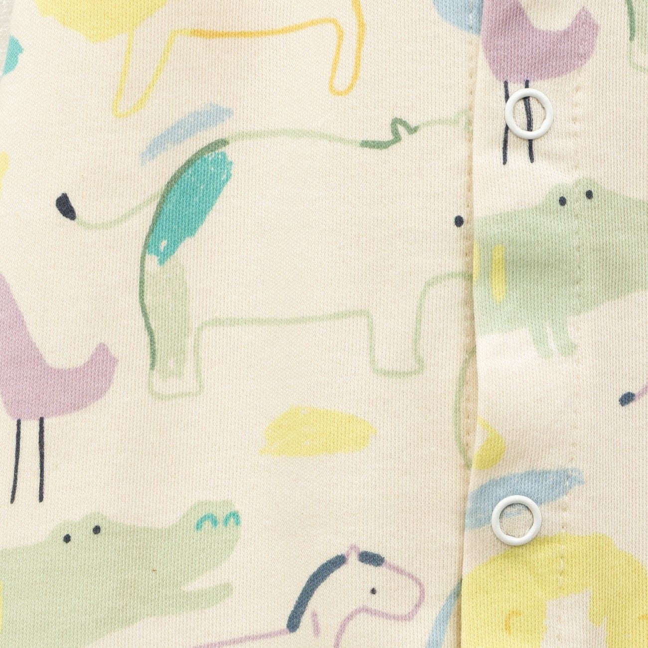 jungle animals printed baby clothing set closeup