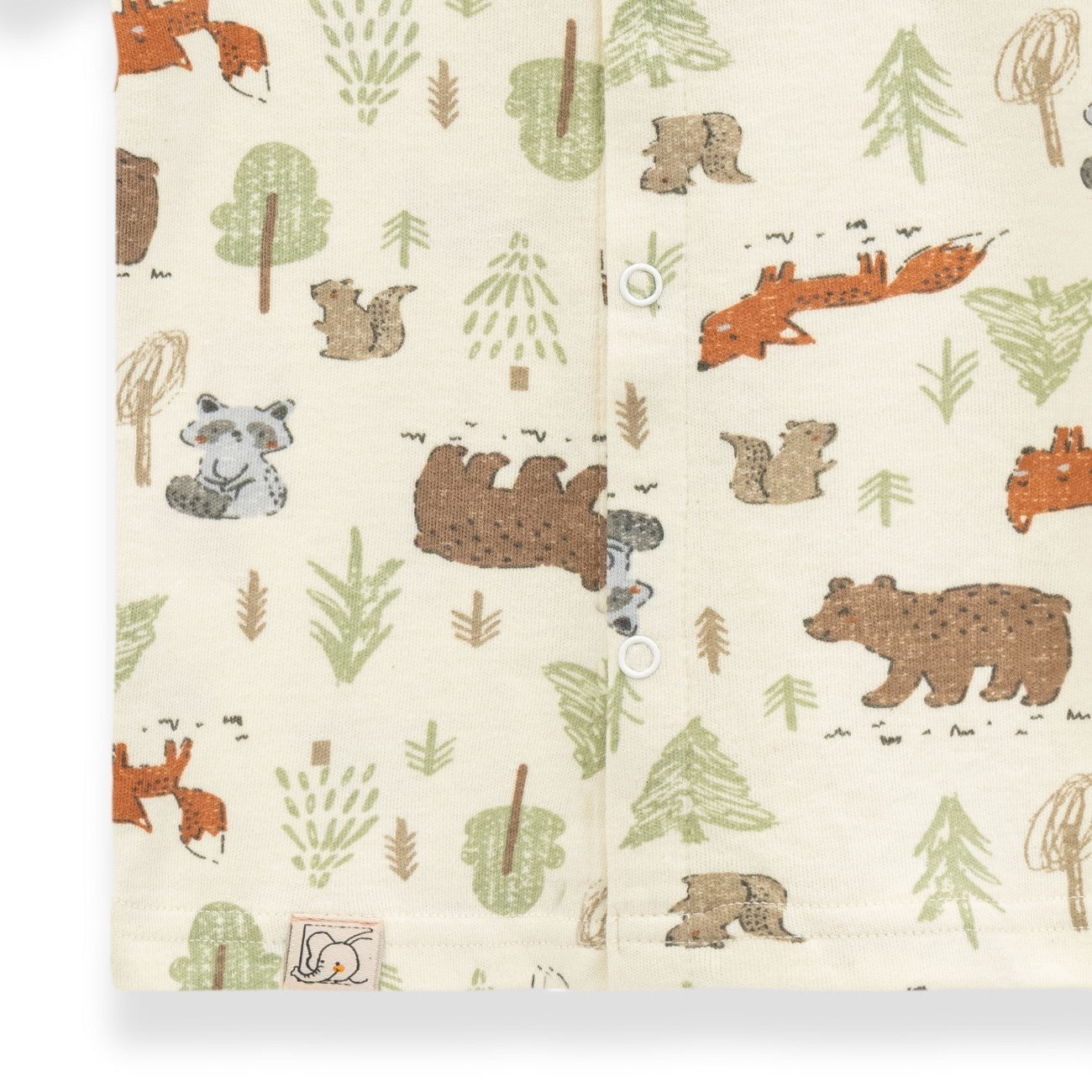 jungle bear printed baby clothes set closeup