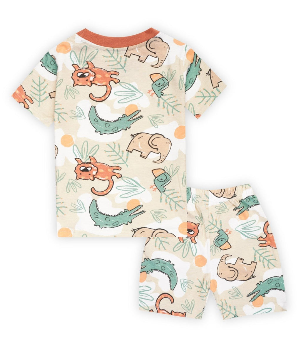 jungle animals printed kids cotton clothing set back
