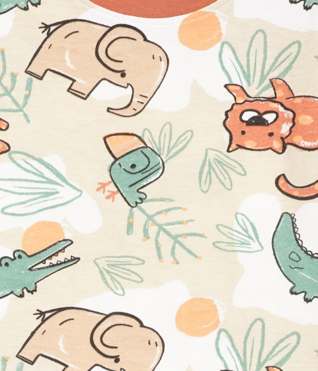 jungle animals printed kids cotton clothing set closeup