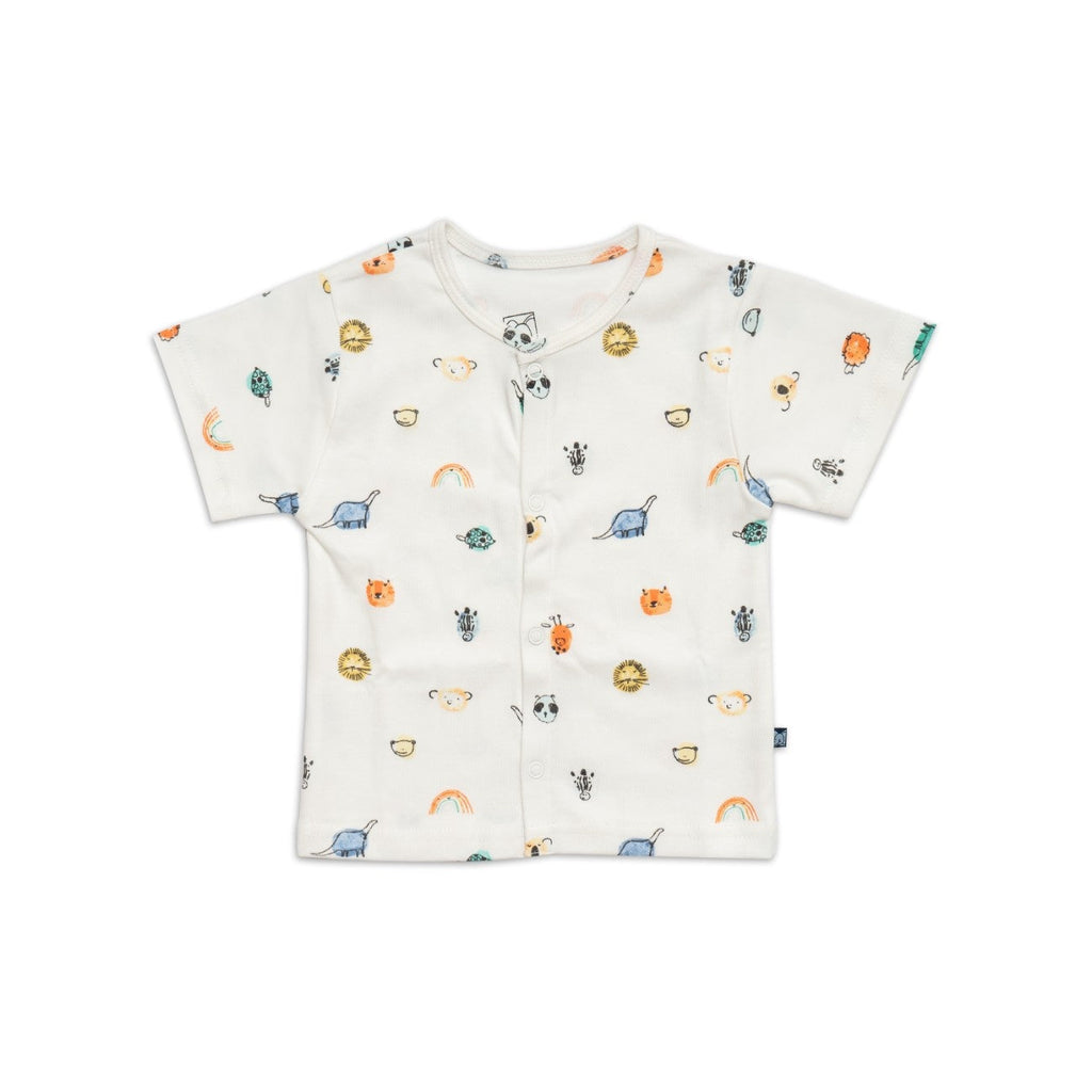 animals patch printed baby clothing set tshirt