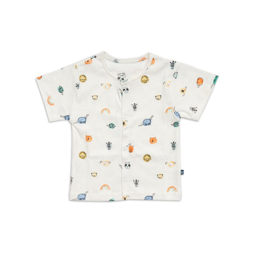 animals patch printed baby clothing set tshirt