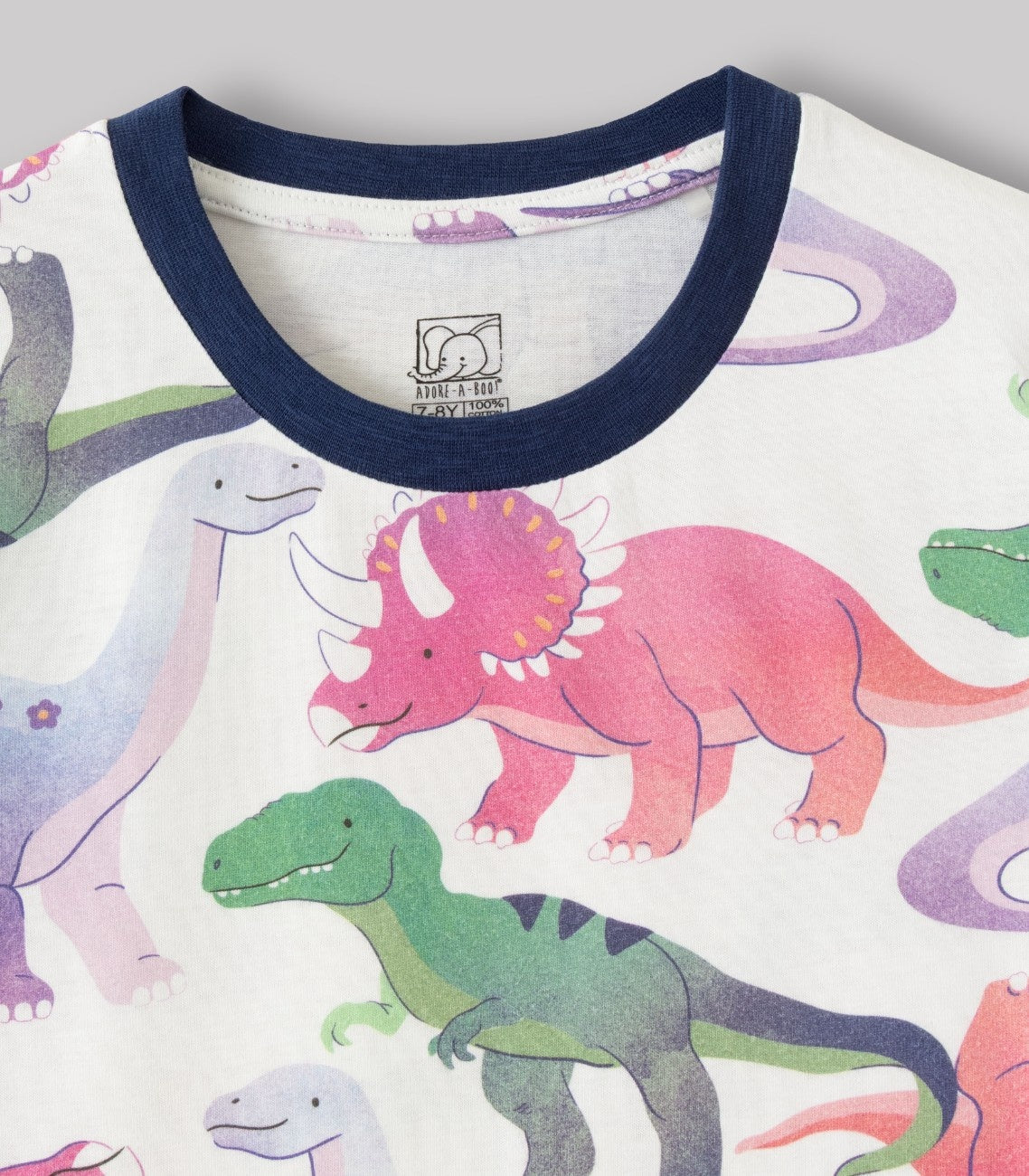 jurassic animals kids pajama closeup