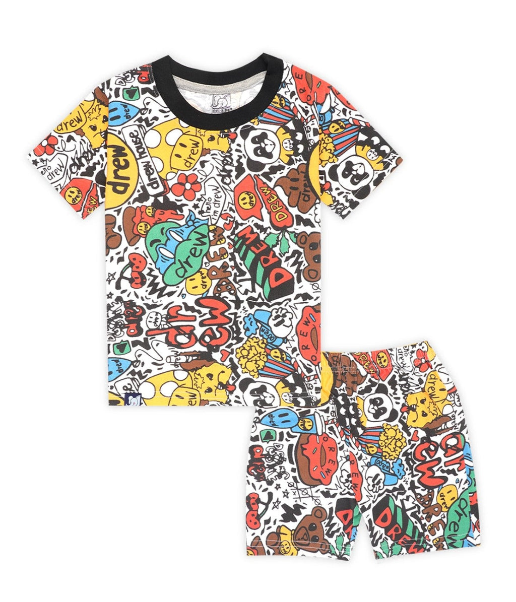 all over printed kids cotton clothing set