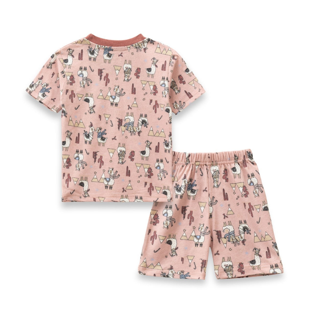 camel printed peach kids tshirt shorts back