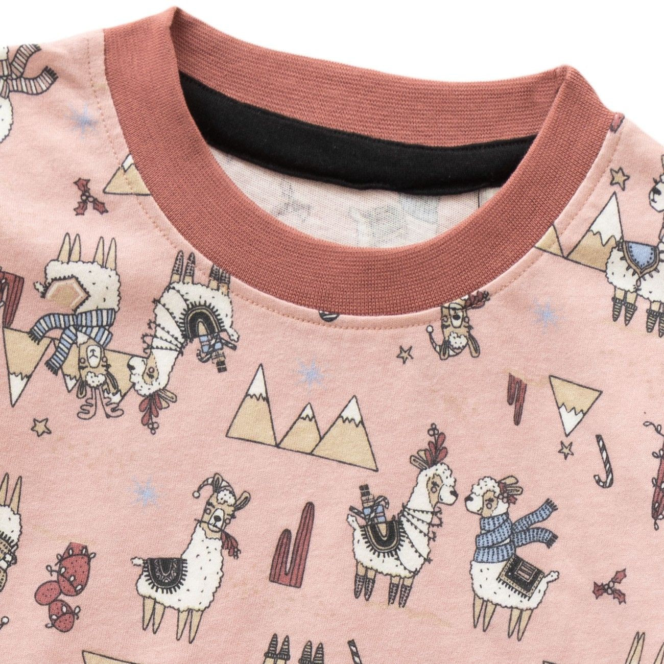 camel printed peach kids dress closeup