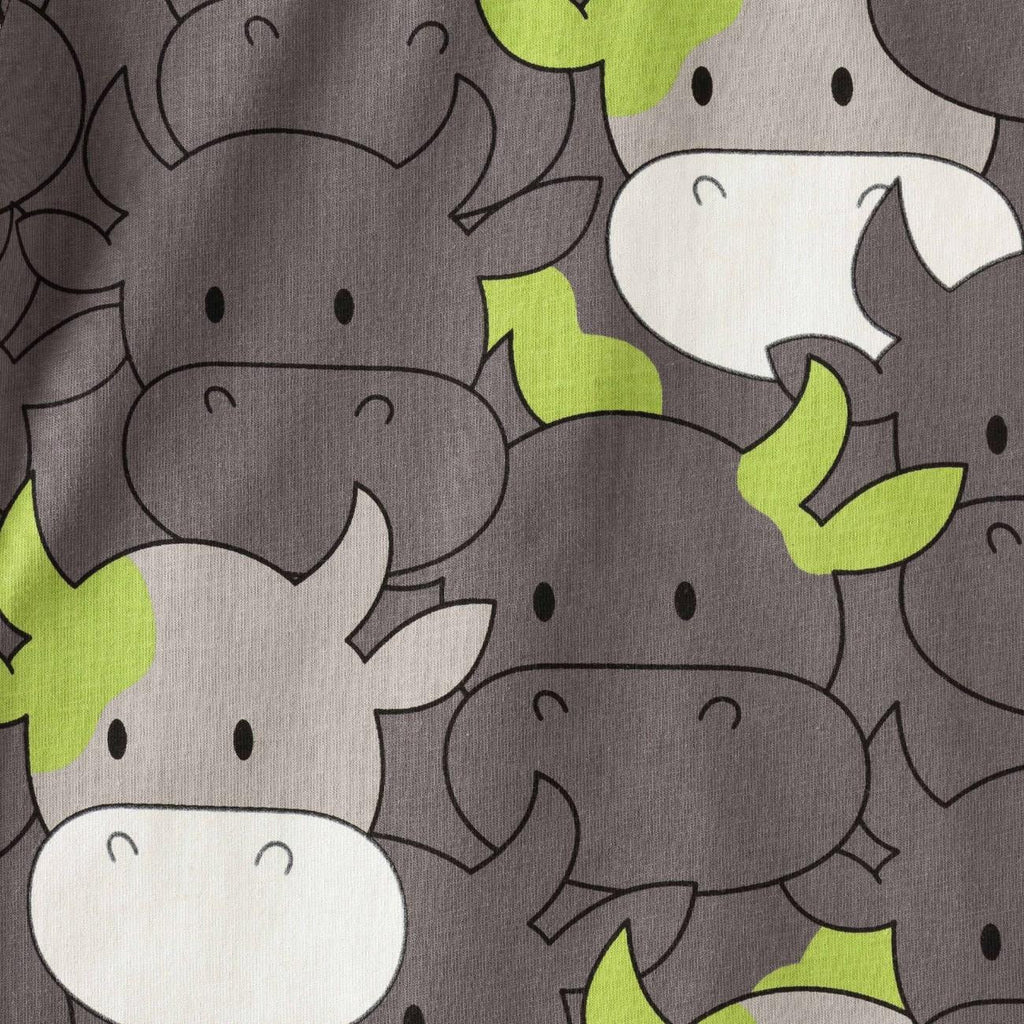 cows printed kids cotton clothing set closeup
