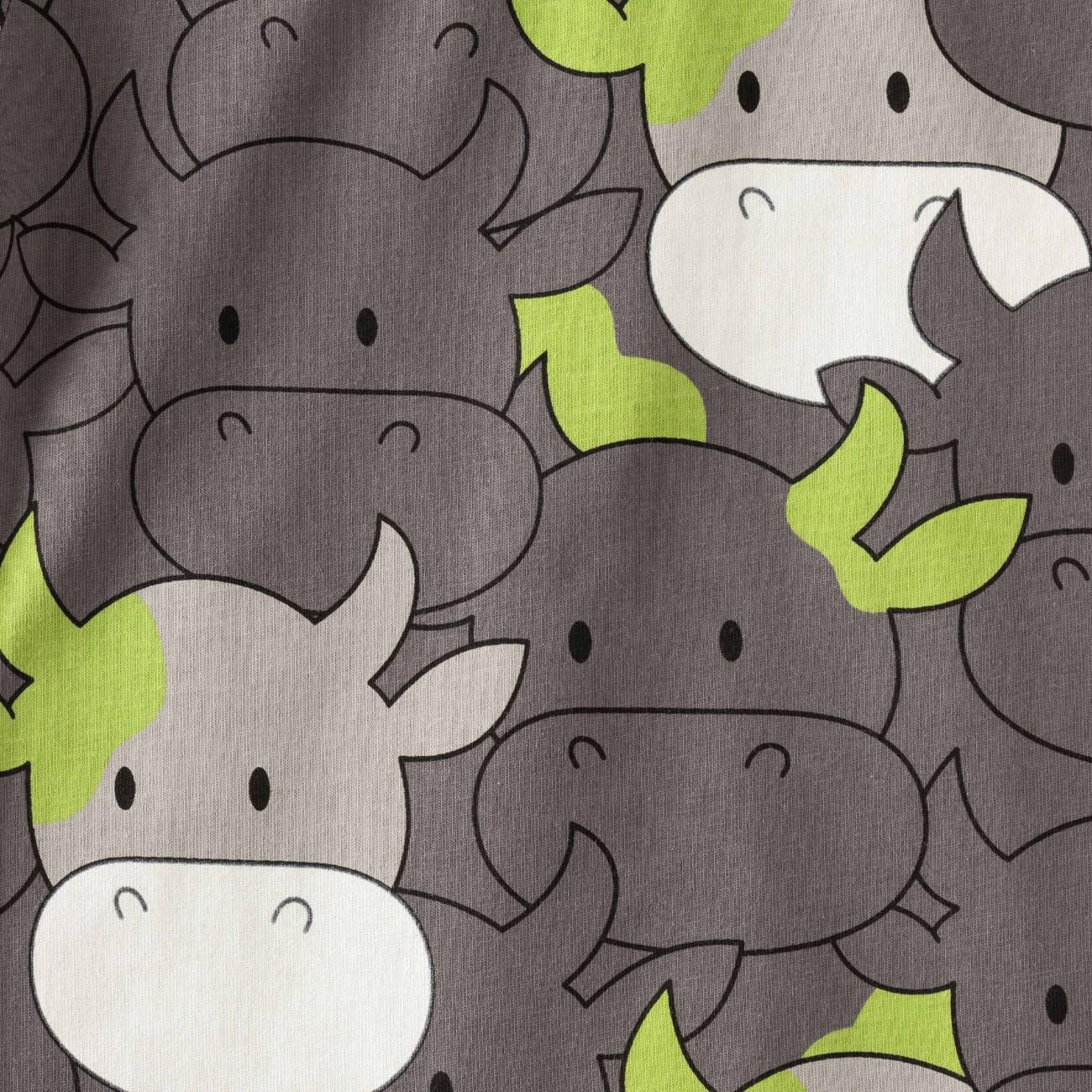 cows printed kids cotton clothing set closeup