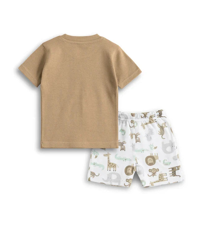 animals printed brown kids cotton dress back