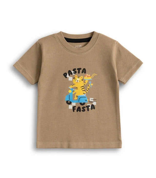 animals printed brown kids clothing set