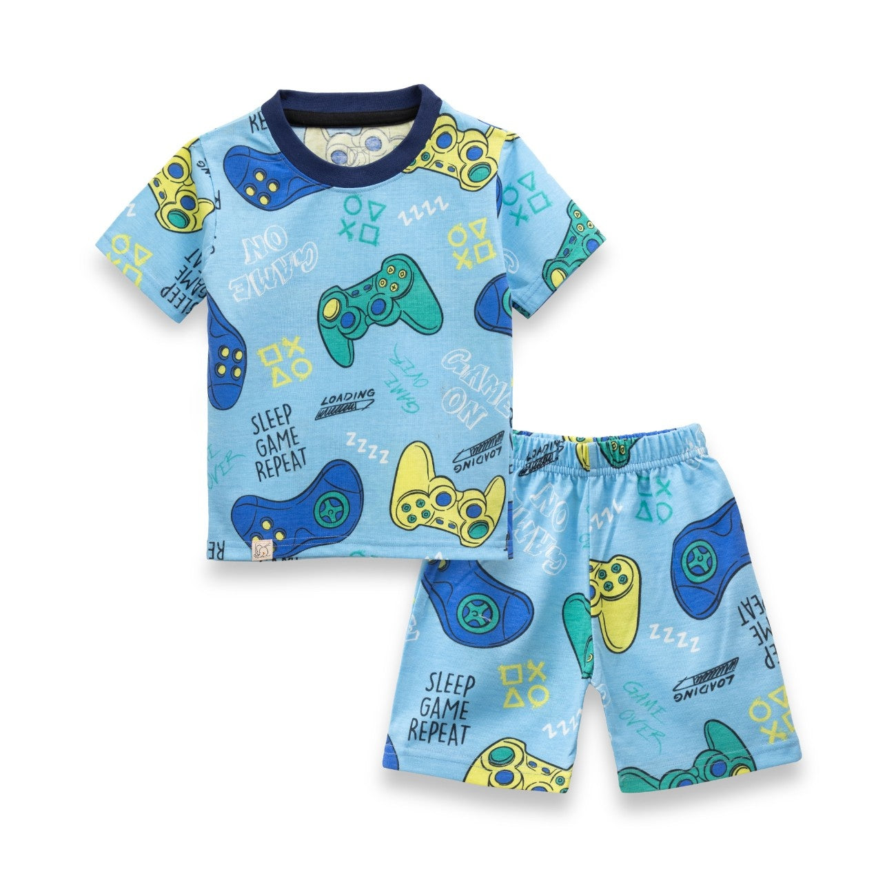 gamer printed blue kids clothing set