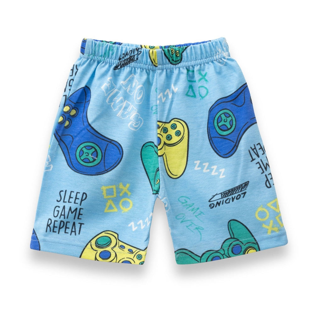 gamer printed blue kids clothing set shorts