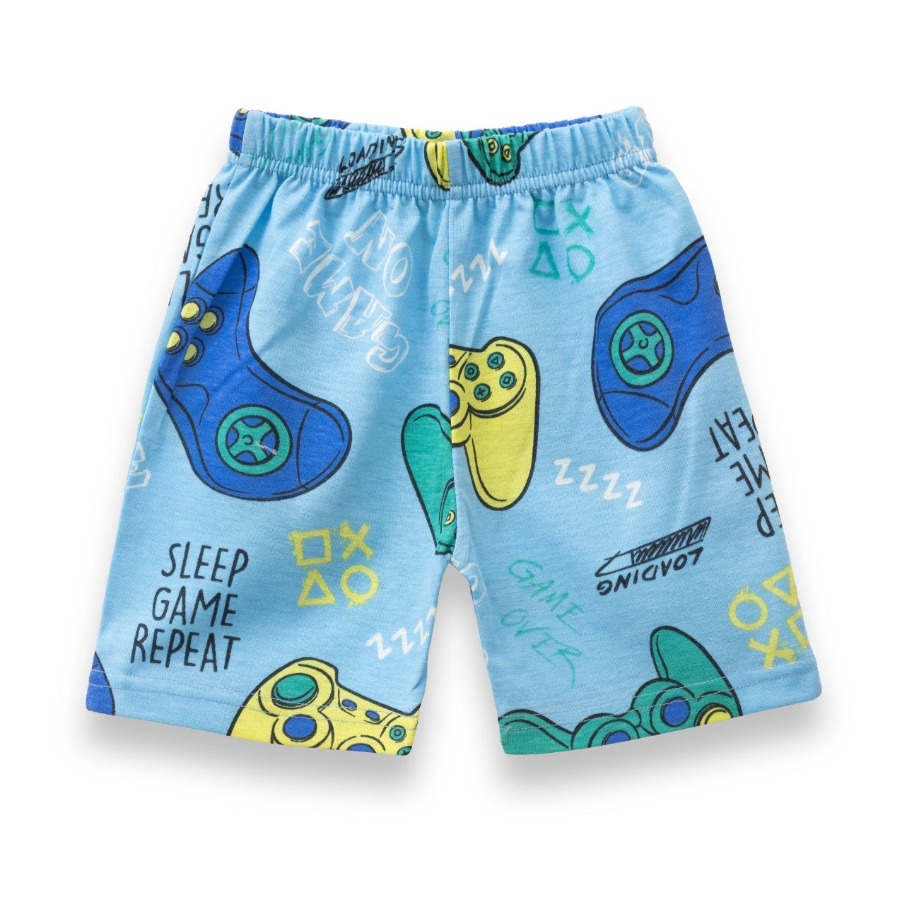 gamer printed blue kids clothing set shorts