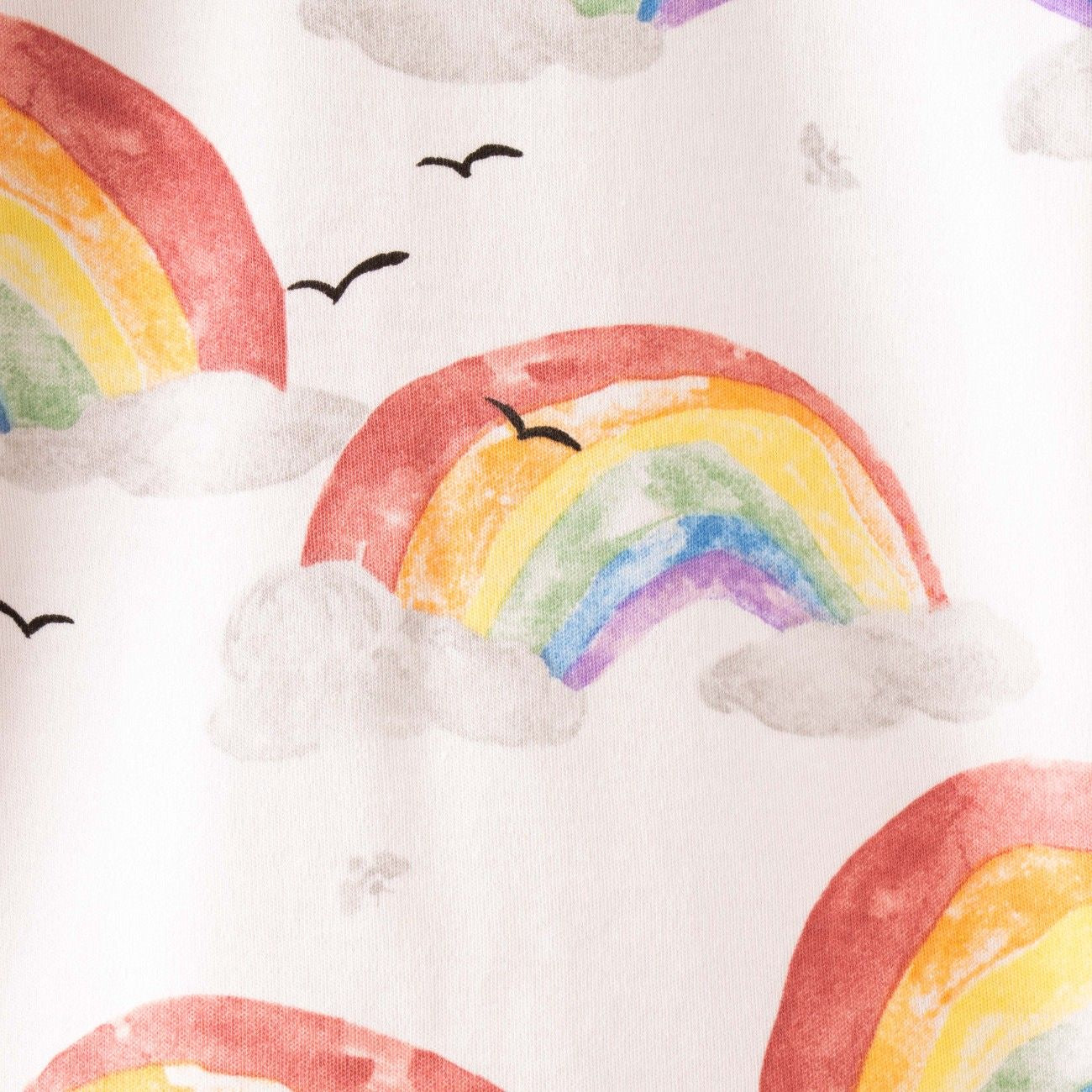 rainbow printed kids tshirt shorts closeup