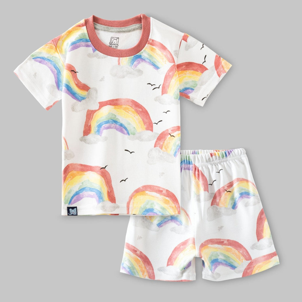 rainbow printed kids tshirt shorts