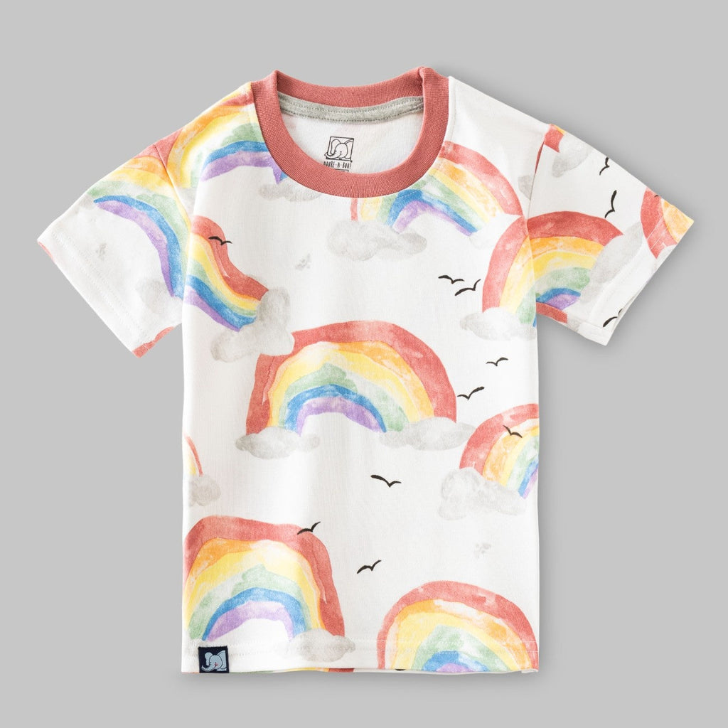 rainbow printed kids tshirt shorts cotton