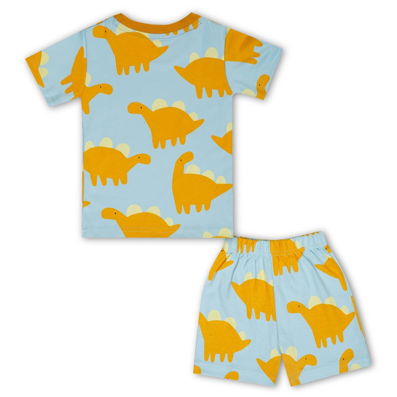 yellow dinosaur printed kids dress set back