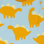 yellow dinosaur printed kids dress set closeup