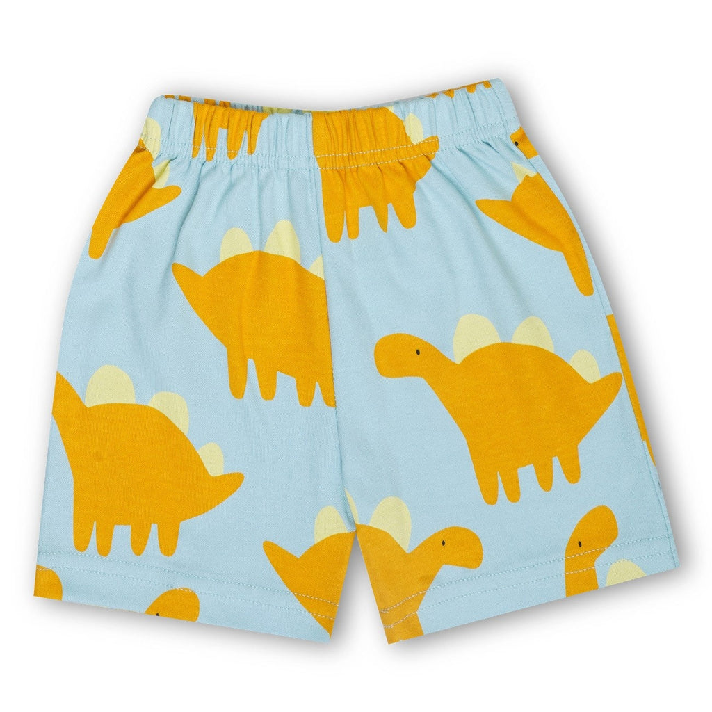 yellow dinosaur printed kids dress set shorts