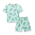 sea walrus printed green kids wear set back