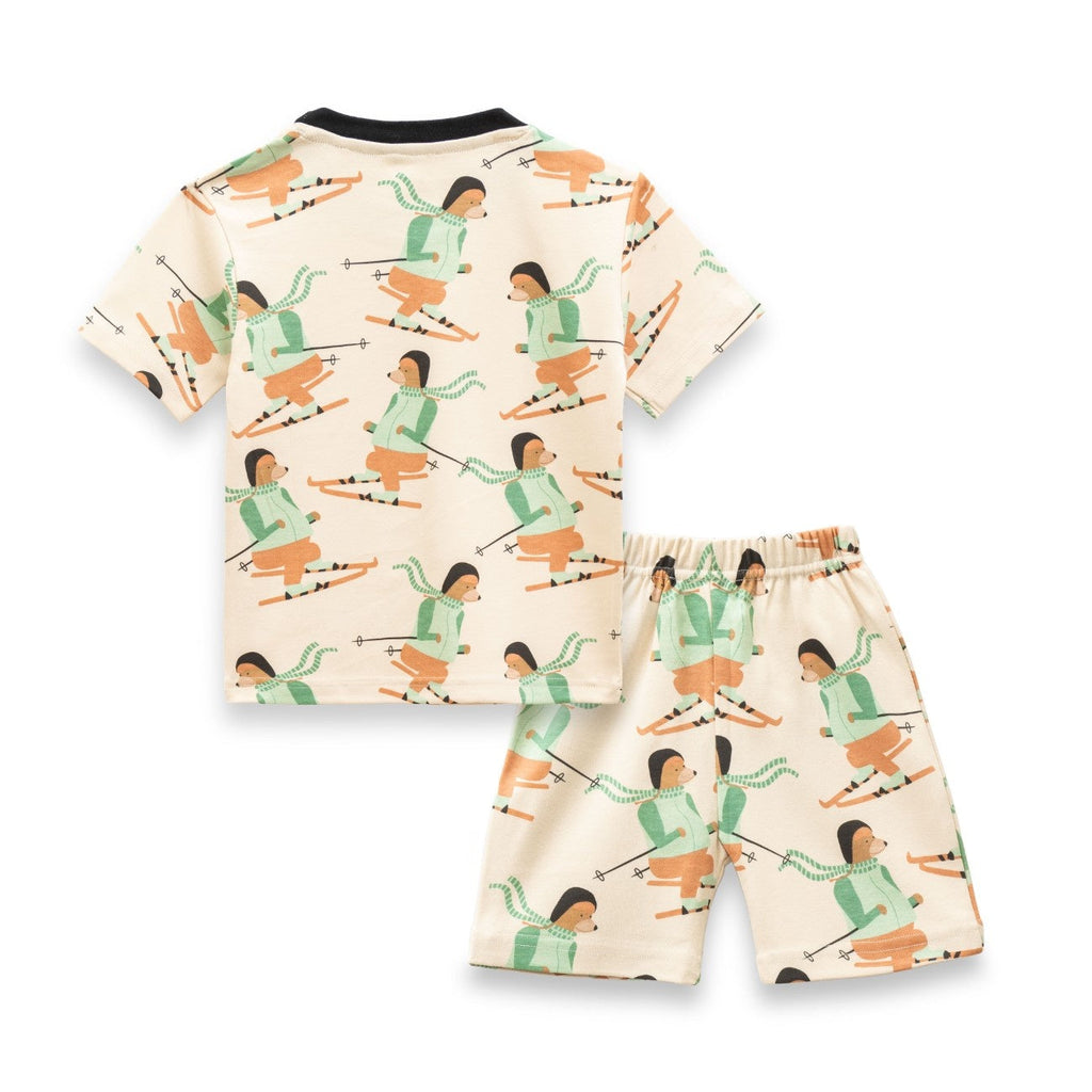 woof squard printed cream white kids dress back