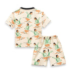 woof squard printed cream white kids dress back