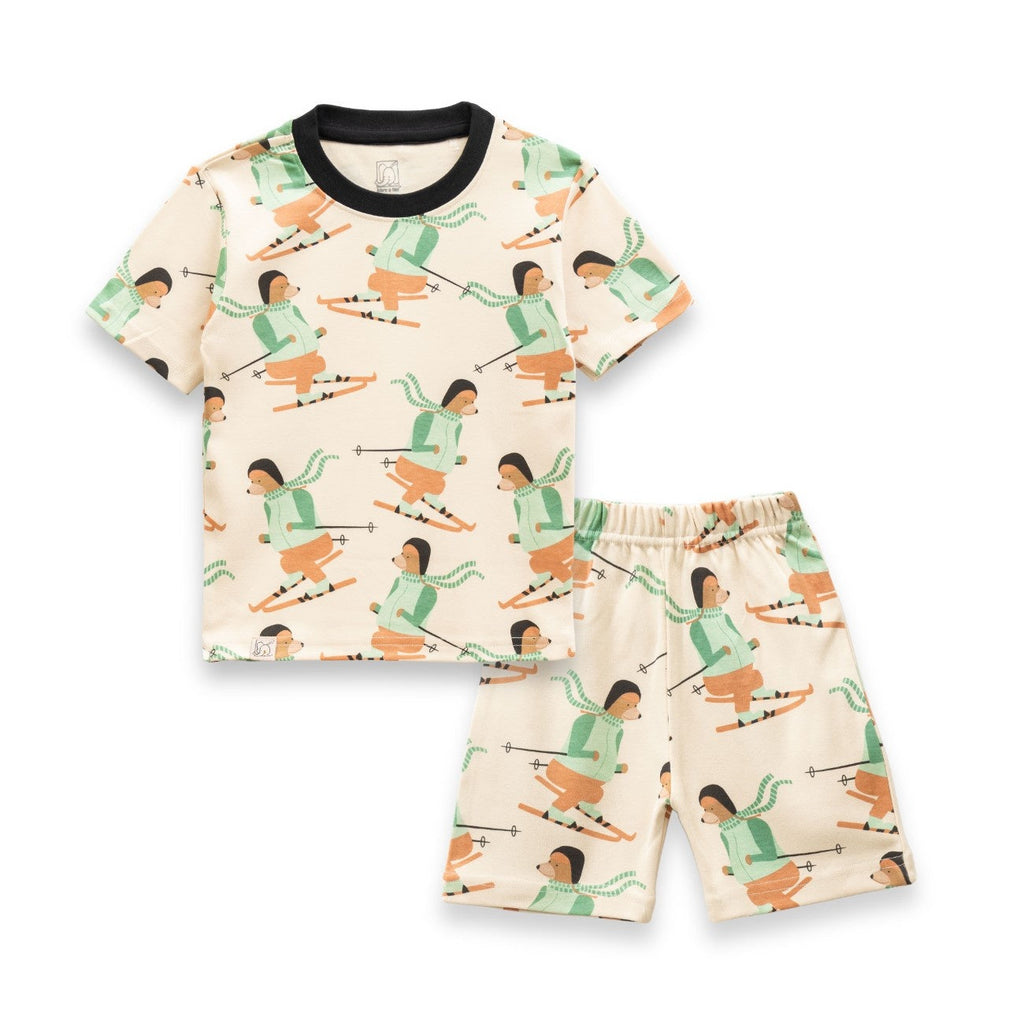 woof squard printed cream white kids dress