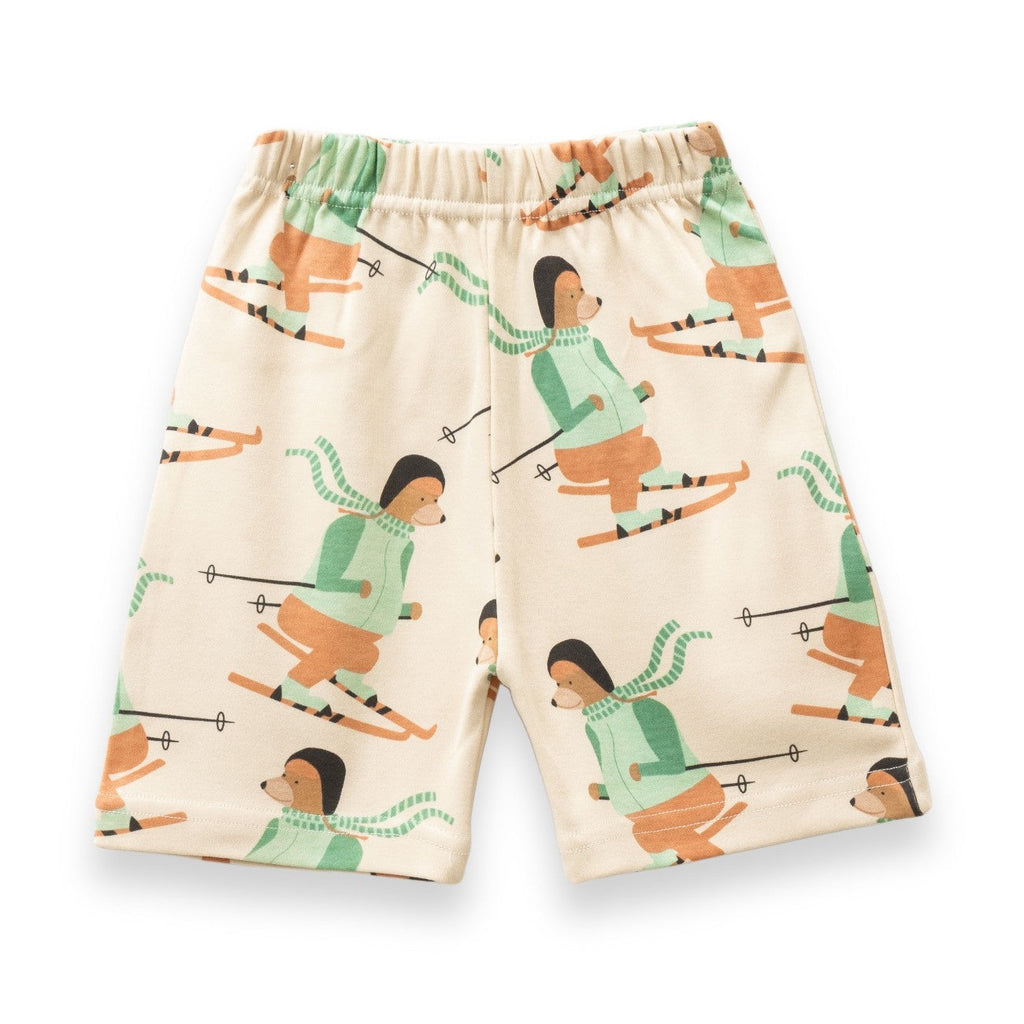 woof squard printed cream white kids dress shorts