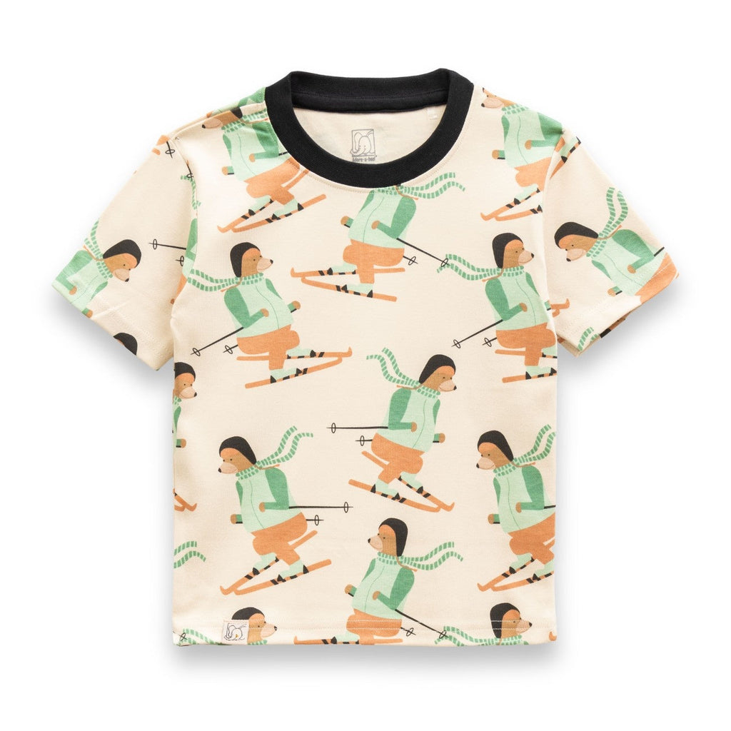 woof squard printed cream white kids dress tshirt