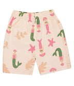 sea mermaid printed peach kids clothing set shorts