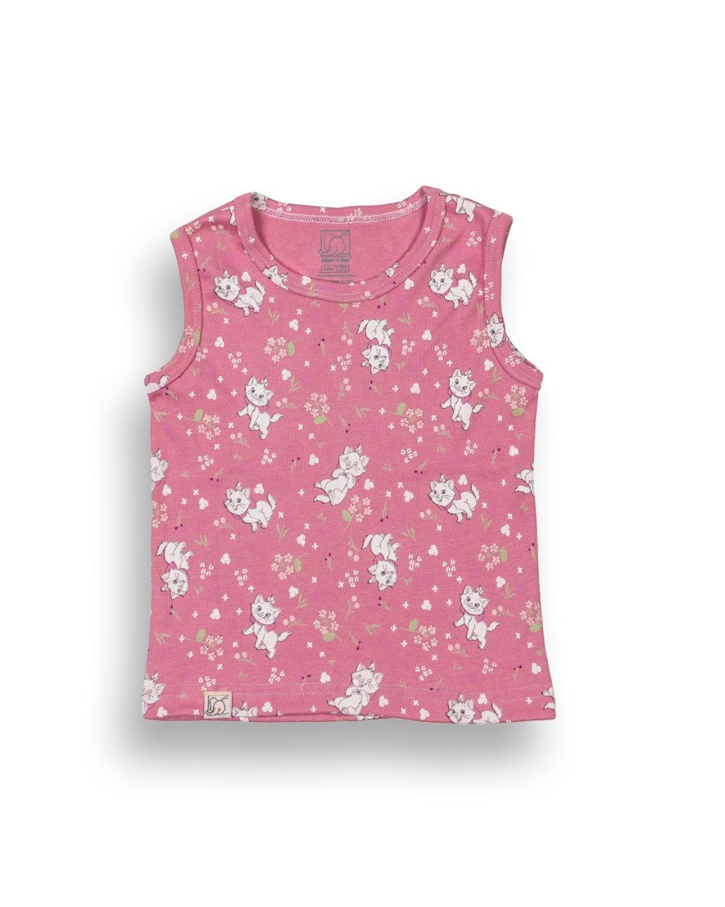 Cute Kitty Cat Printed Pink Kids Clothing Set tshirt