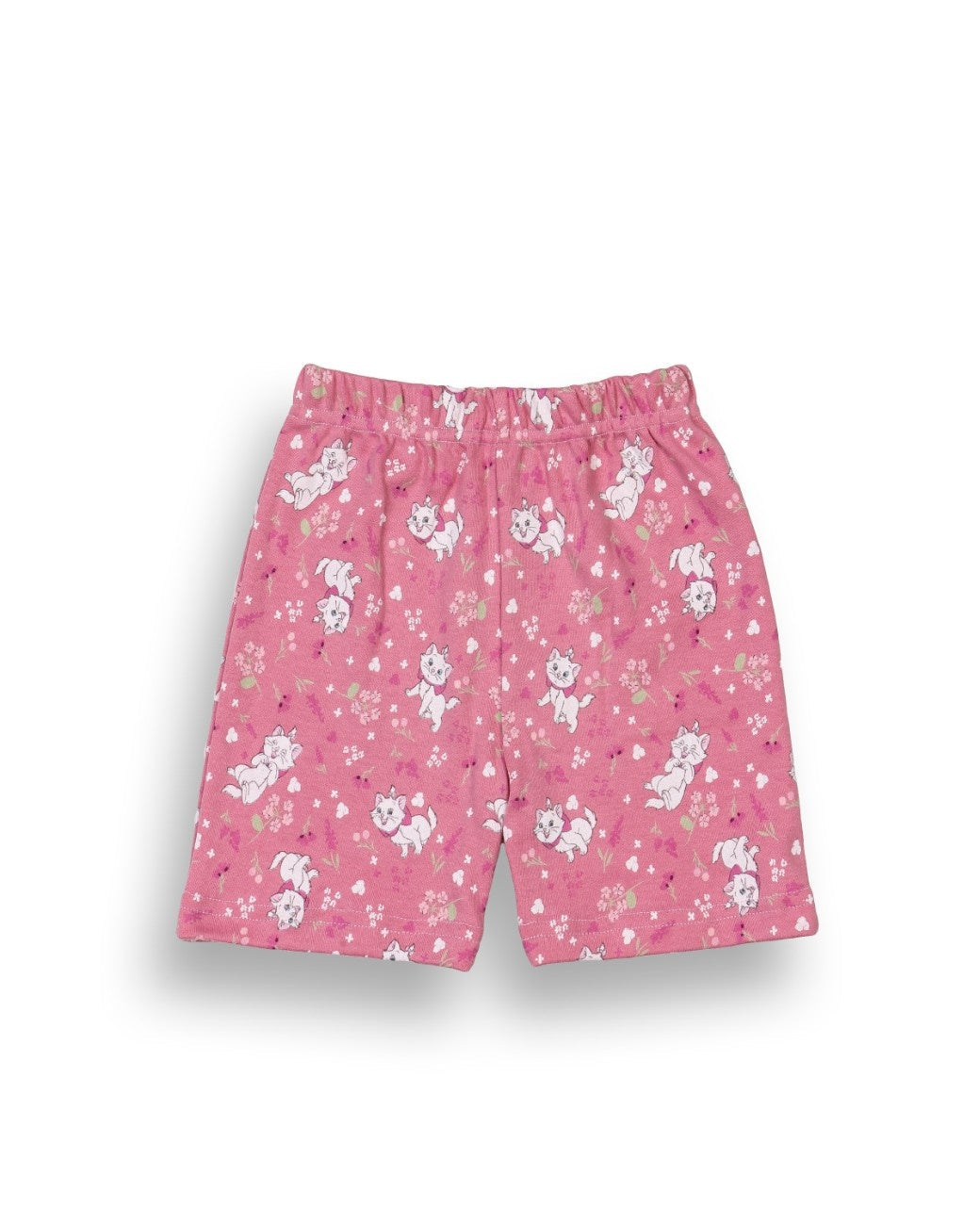 Cute Kitty Cat Printed Pink Kids Clothing Set shorts