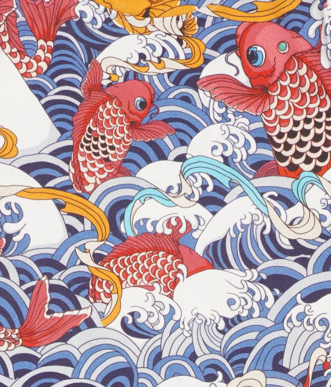 koi fish printed full sleeve pyjama set closeup