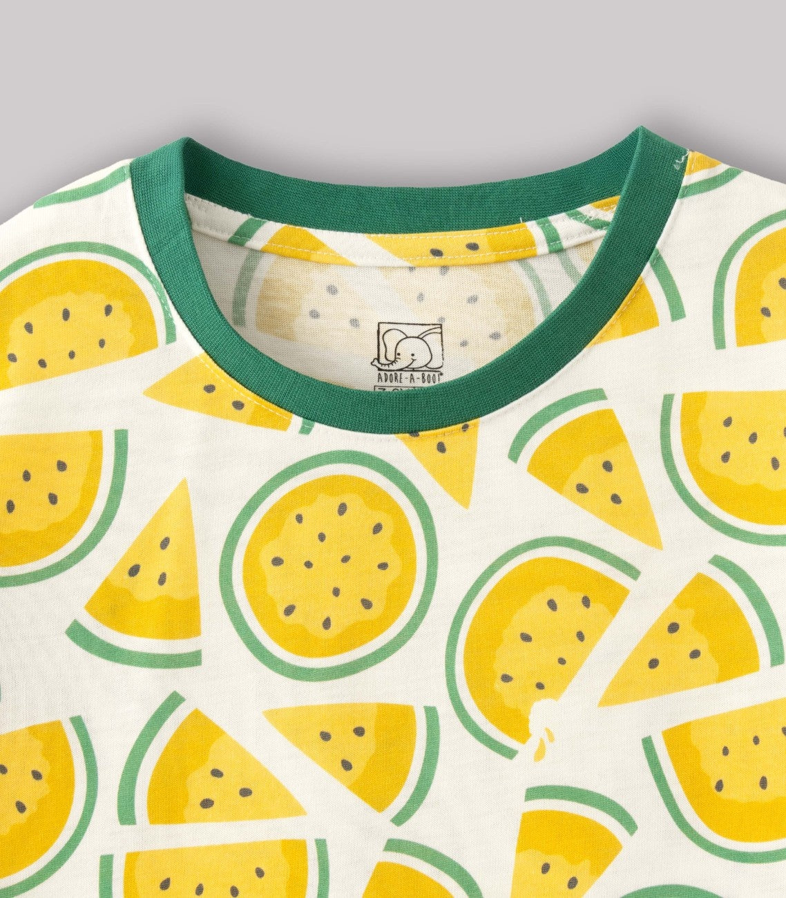 all over printed kids night dress closeup