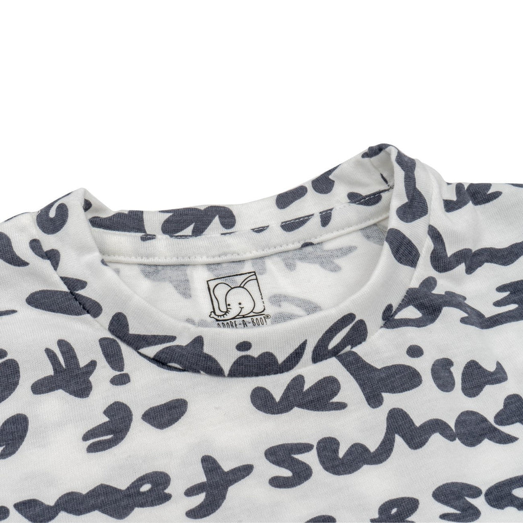 typography printed cotton baby clothes closeup