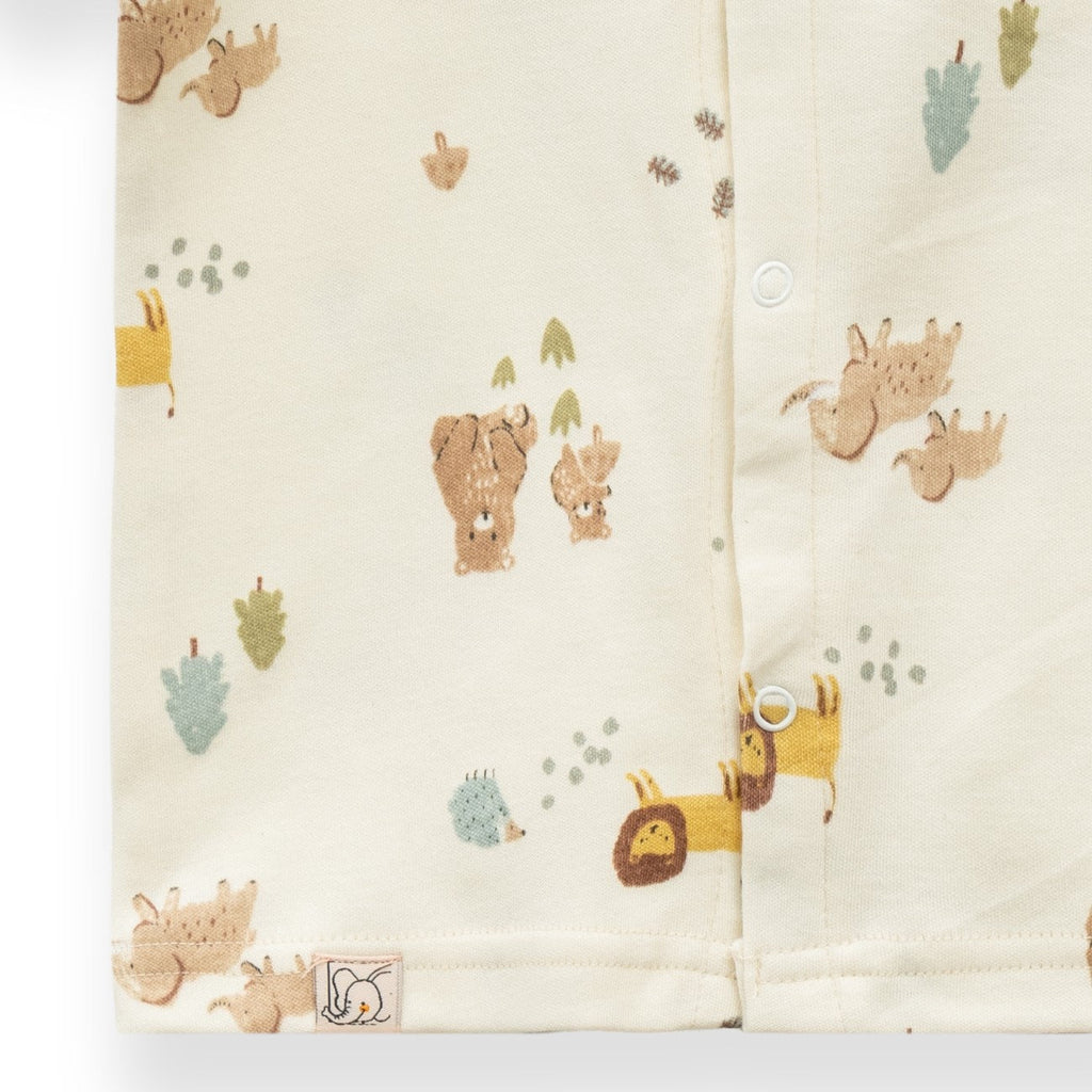 cute animals printed baby clothing set closeup