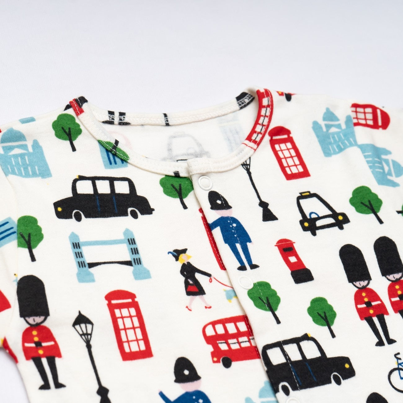 london city printed baby clothing set closeup